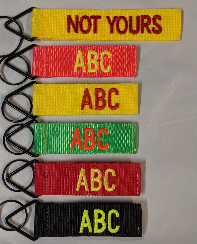 Embroidered Personalized Luggage Tags Neon Colors from Dann